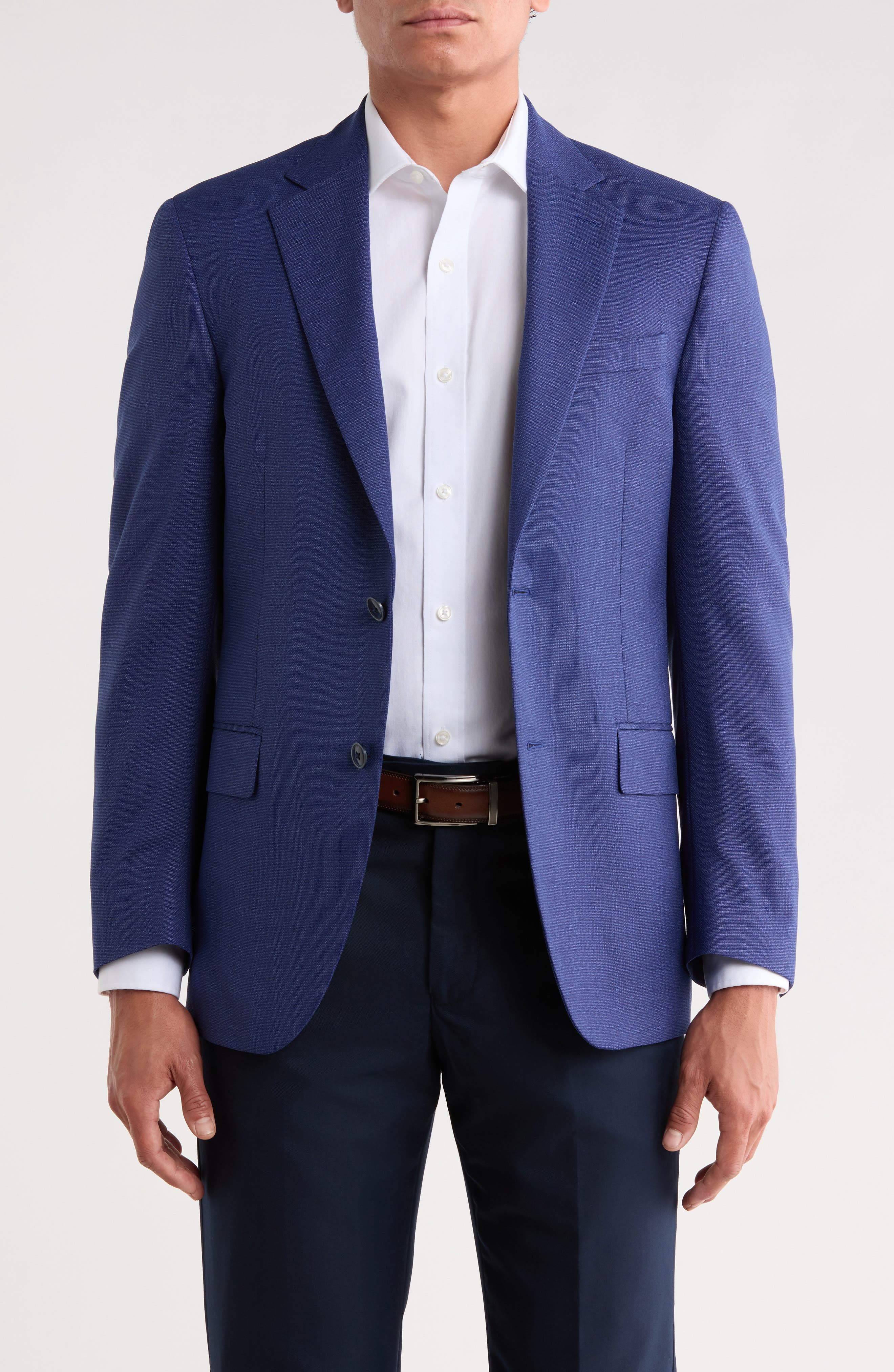 Blue Solid Wool Sport Coat
