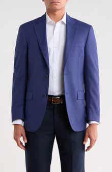 Blue Solid Wool Sport Coat