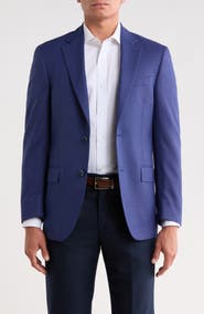 Peter Millar Blue Solid Wool Sport Coat