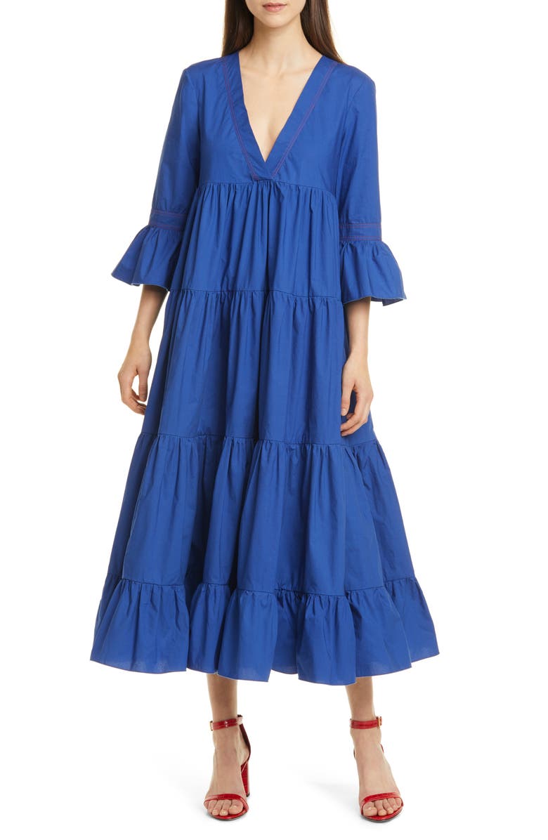La DoubleJ Jennifer Jane Tiered Ruffle Cotton Maxi Dress, Main, color,