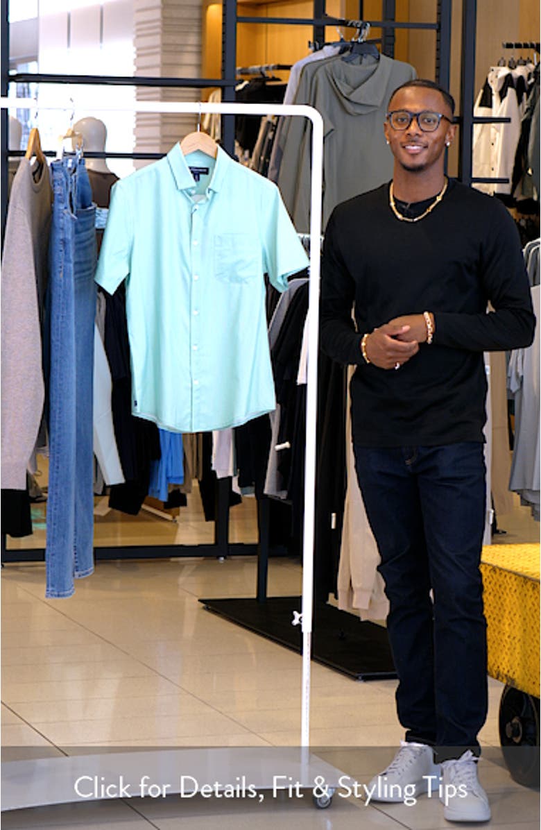 Leeward Regular Fit Geo Print Short Sleeve Button-Up Shirt, sales video thumbnail