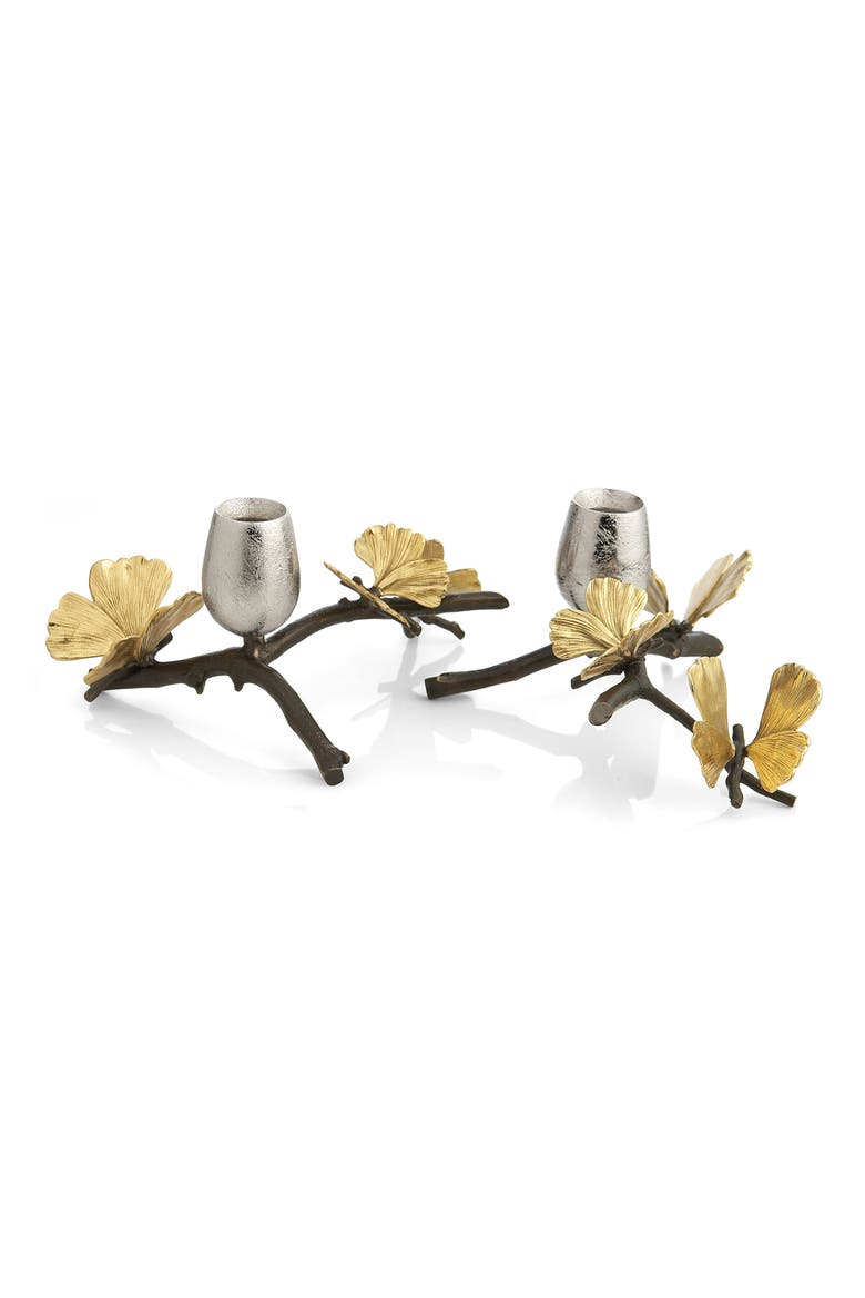 Butterfly Ginkgo Set of 2 Candleholders, Main, color, NO COLOR