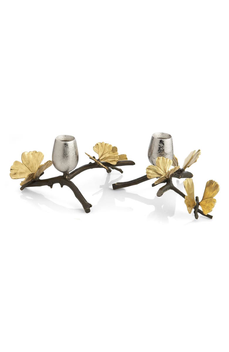 Michael Aram Butterfly Ginkgo Set of 2 Candleholders, Main, color,