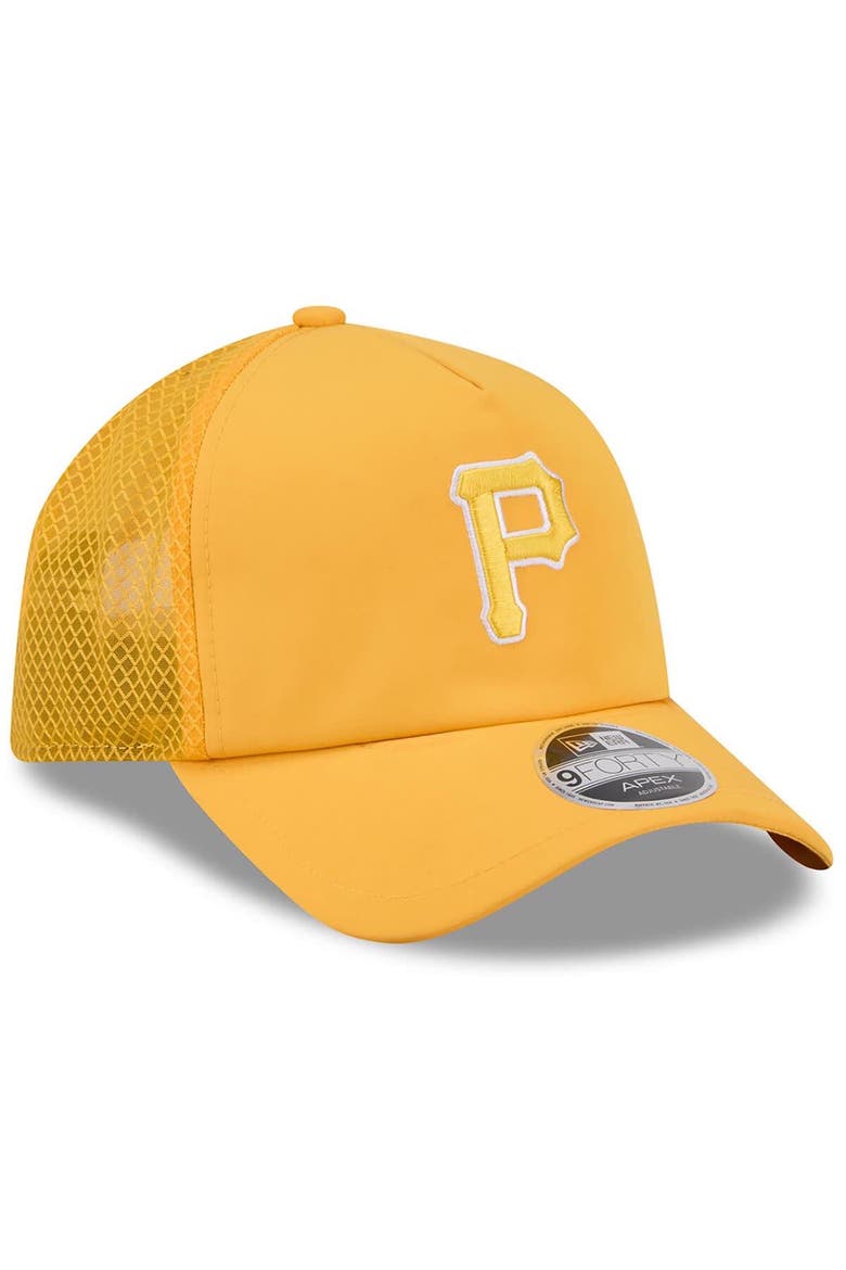Men's New Era Gold Pittsburgh Pirates 2026 Batting Practice Apex 9FORTY Adjustable Trucker Hat, Alternate, color, Gold