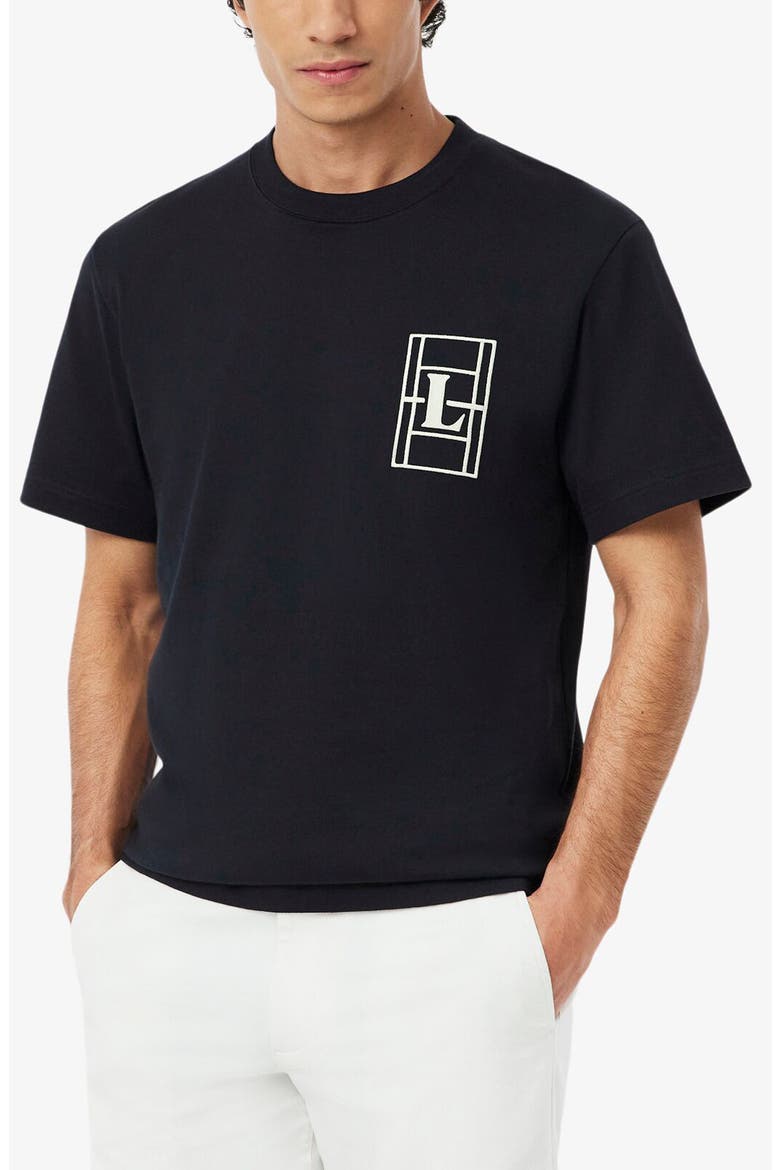Embroidered Court Logo Cotton T-Shirt, Main, color, BLACKBIRD