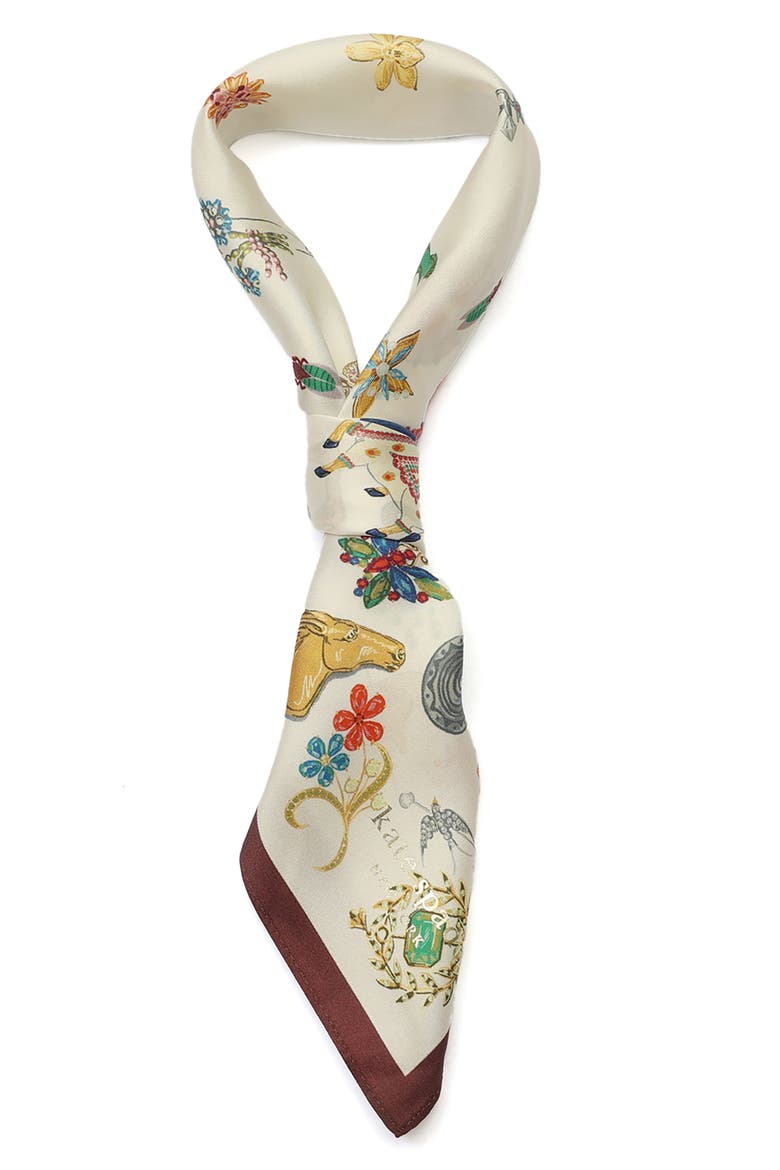 Brooch Collection Silk Bandana Scarf, Alternate, color, MULTI