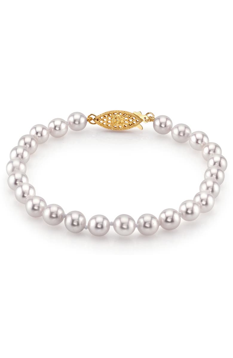 The Pearl Source Akoya Pearl Bracelet 6-6.5mm, Alternate, color, White Pearl - Finesse Clasp