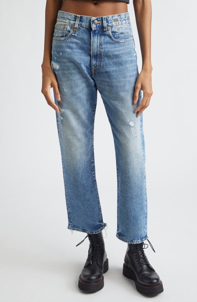 R13 Distressed Boyfriend Jeans, Main, color, Bain W Rips