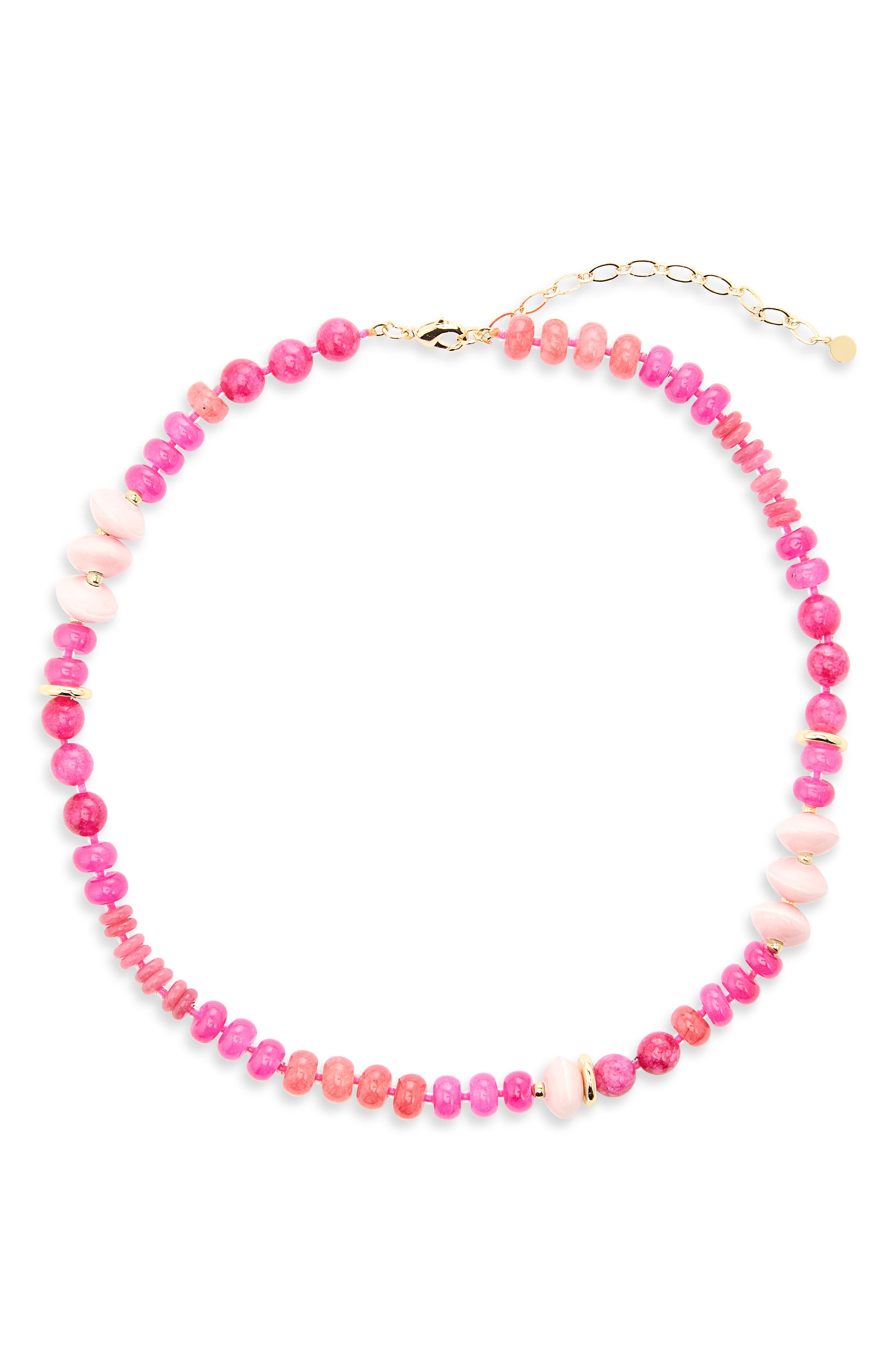 Pink Quartz Beaded Necklace