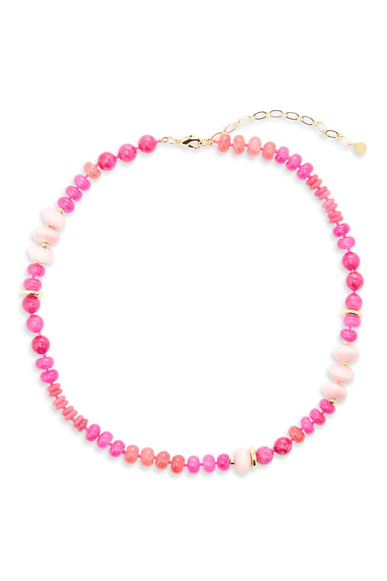 Pink Quartz Beaded Necklace, Main, color, PINK
