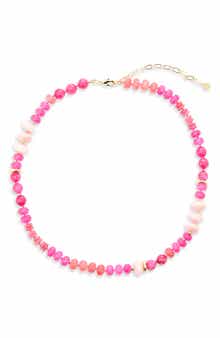 Pink Quartz Beaded Necklace