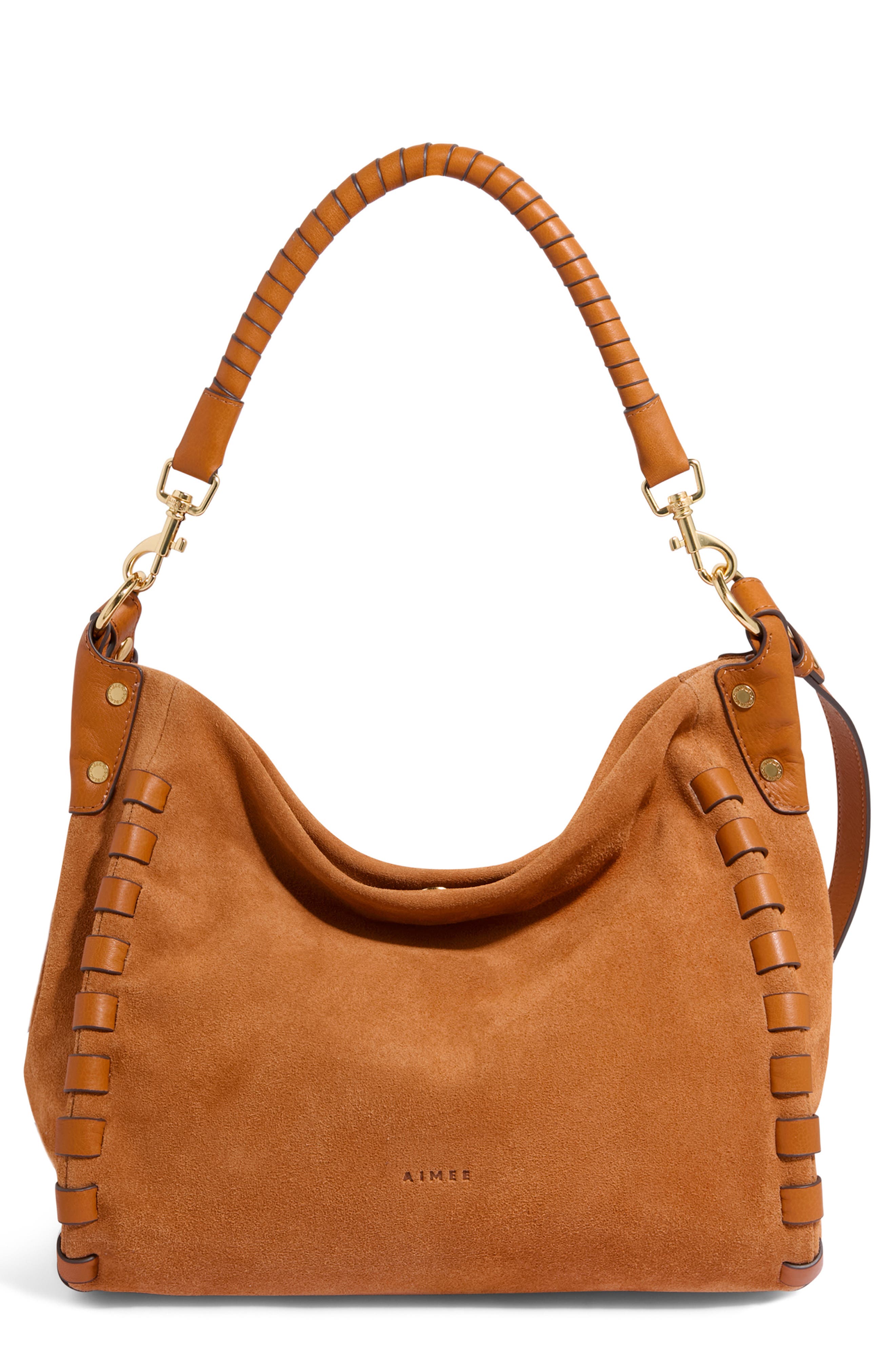 AIMEE Zen Leather Hobo, Main, color, Rustic Caramel Suede