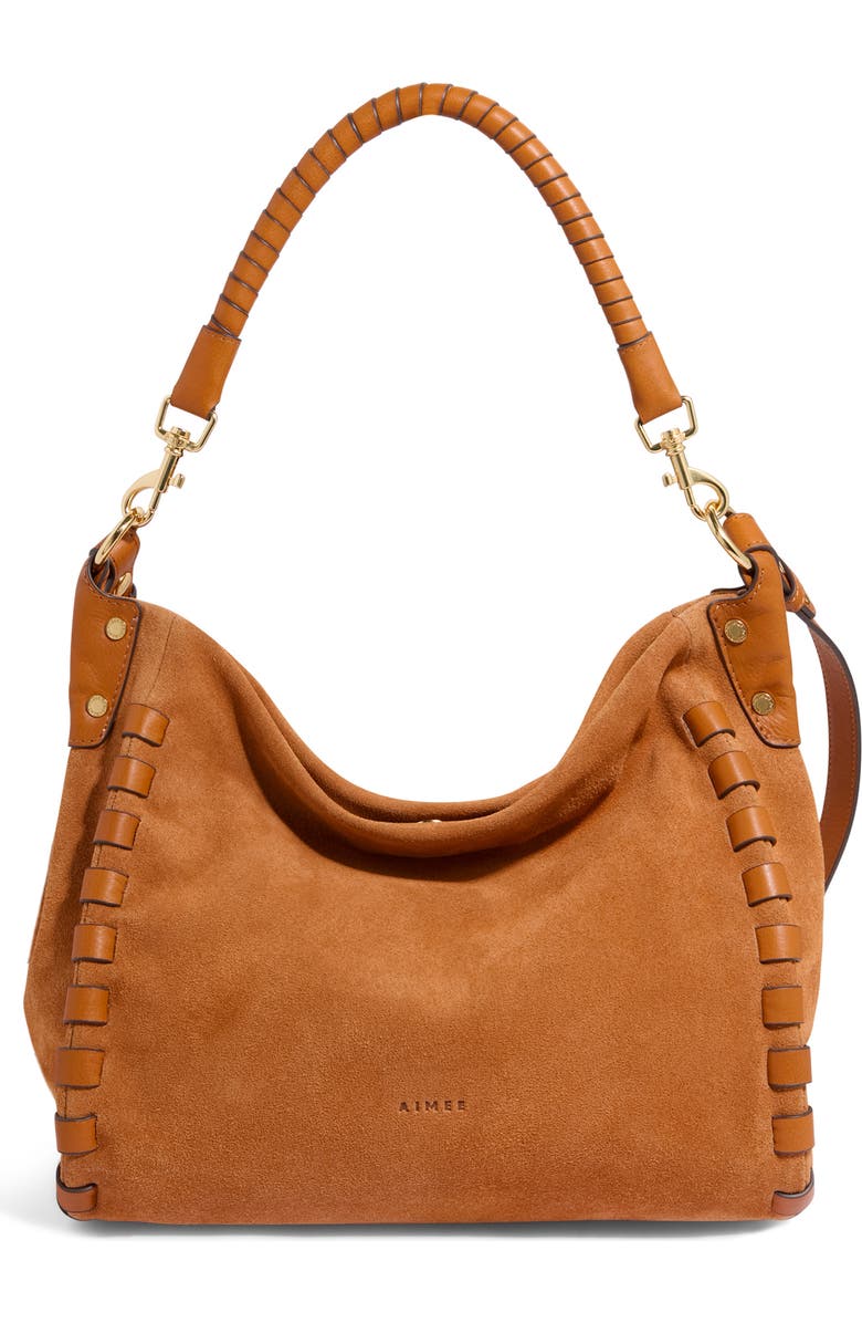 AIMEE Zen Leather Hobo, Main, color, Rustic Caramel Suede