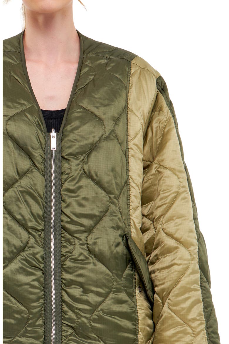 Oversize Quilted Ripstop Jacket, Alternate, color, OLIVE