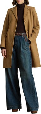 Lauren Ralph Lauren Longline Wool Blend Twill Coat