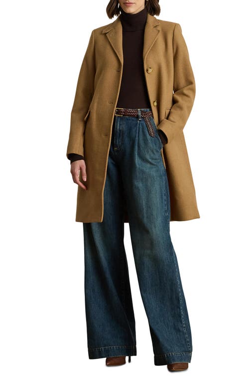 Ralph Lauren Lauren Longline Wool Blend Twill Coat In Brown