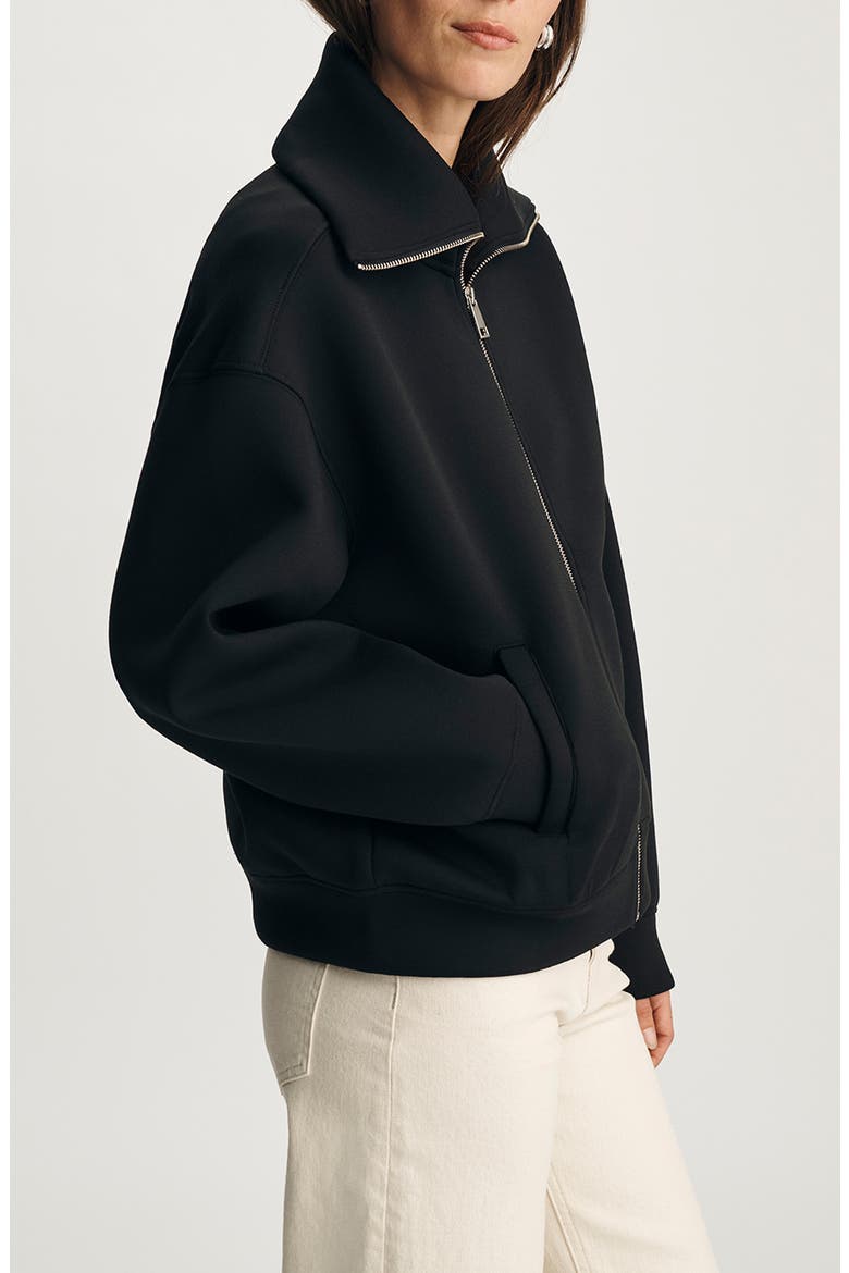 Sporty Luxe Full Zip Fleece Sweatshirt, Alternate, color, BLACK