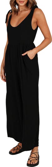 Ayla Tie Shoulder Wide Leg Linen Jumpsuit