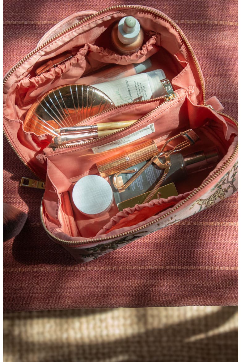 World Wildlife Velvet Open Flat Makeup Bag, Alternate, color, Coral