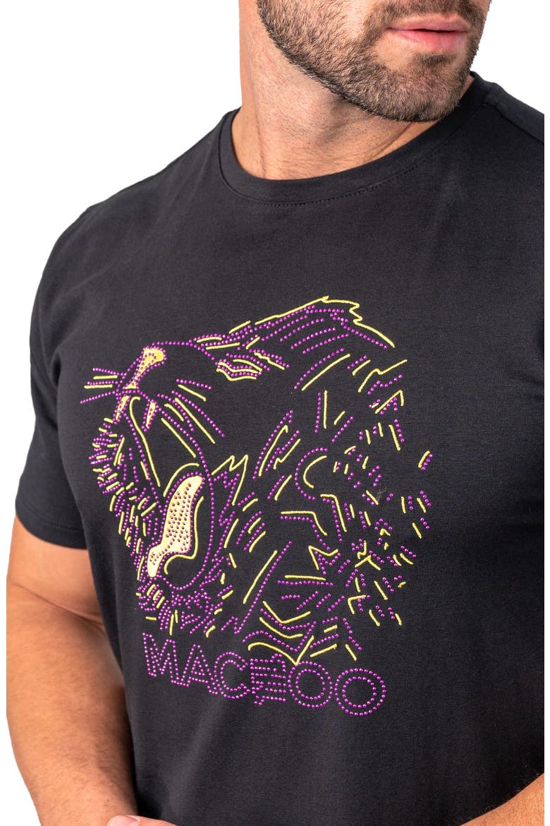 Embellished Lion Outline T-Shirt, Alternate, color, BLACK
