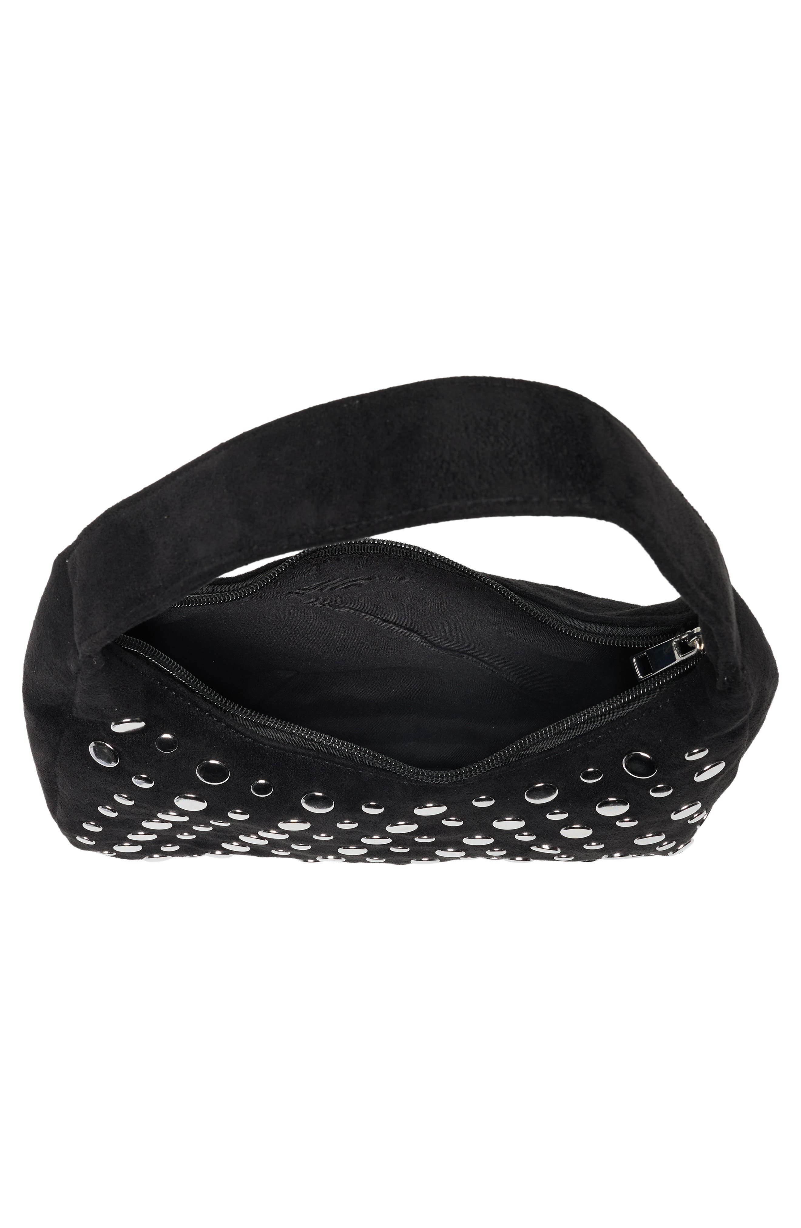 Studded Faux Suede Mini Bag, Alternate, color, BLACK