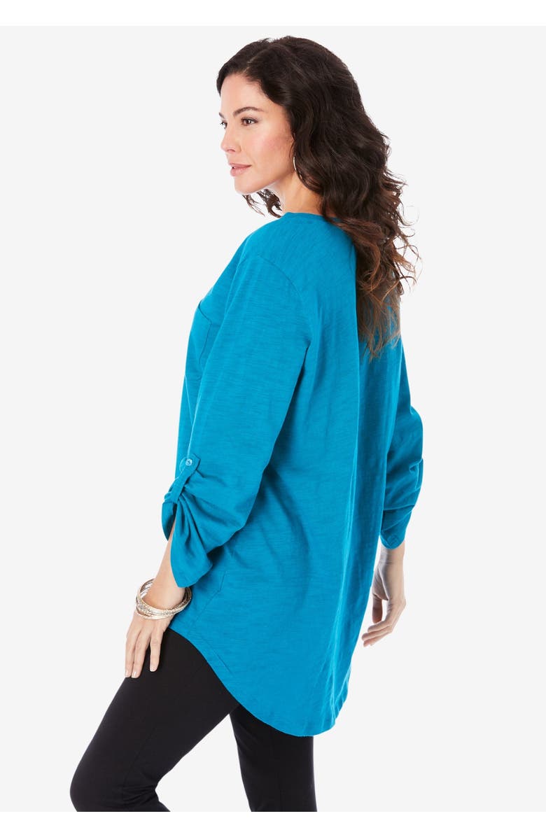 Roaman's Boyfriend Textured Tunic, Alternate, color, Black