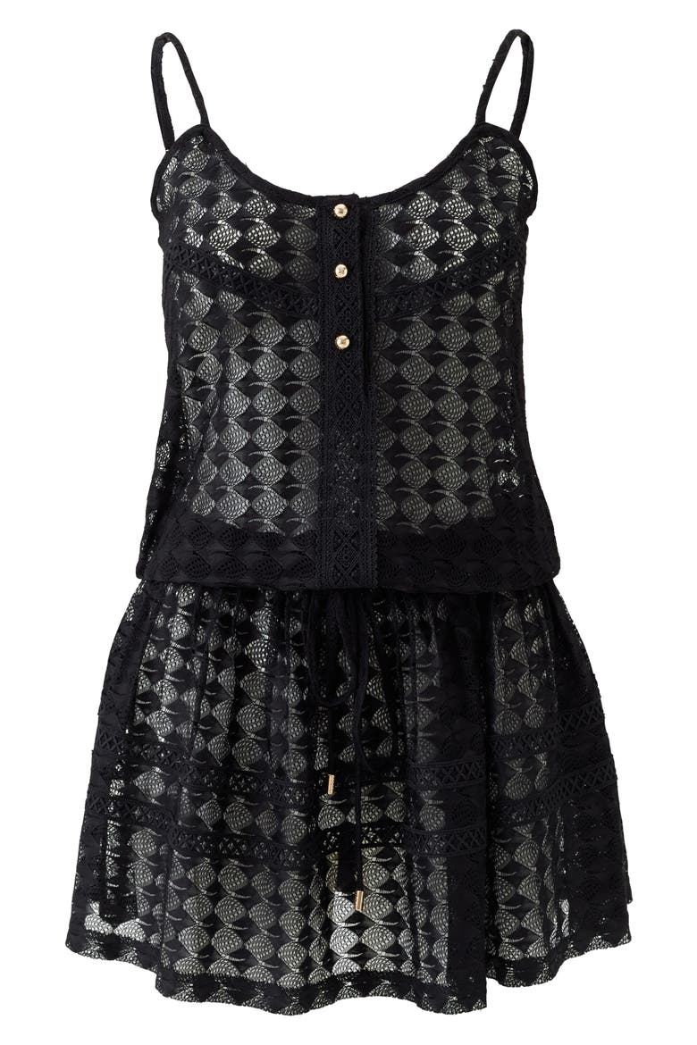 Bailey Sheer Cover-Up Sundress, Alternate, color, BLACK