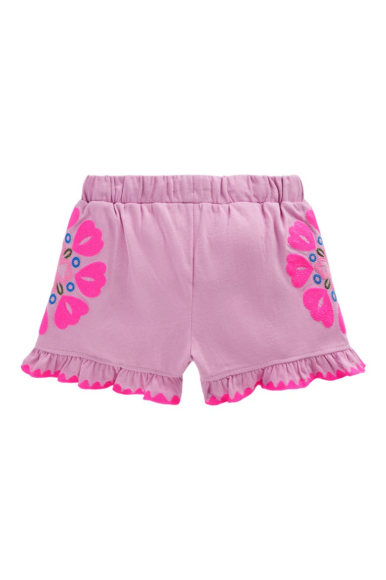 Kids' Embroidered Cotton Jersey Shorts, Alternate, color, PINK PUNCH EMBROIDERY