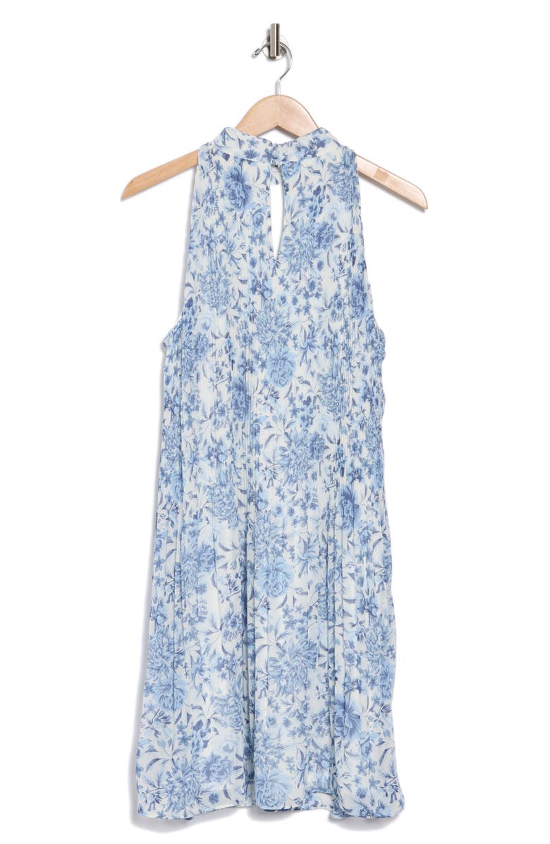 Halogen<sup>®</sup> Floral Mock Neck Sleeveless Pleated Trapeze Dress, Alternate, color,