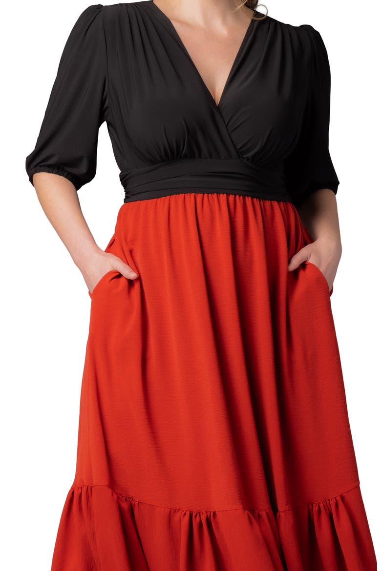 Danica Mixed Media Dress, Alternate, color, CHILI PEPPER