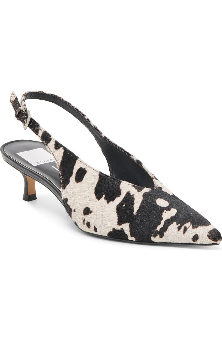 Dolce Vita Alenna Slingback Pointed Toe Kitten Heel Pump, Main, color, Black/White Taurus C