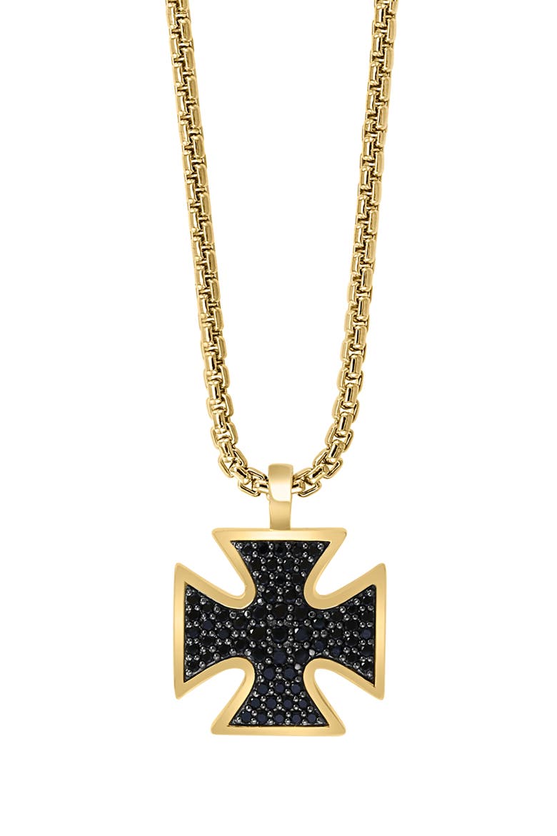 Men's Black Spinel Pendant Necklace, Main, color, BLACK