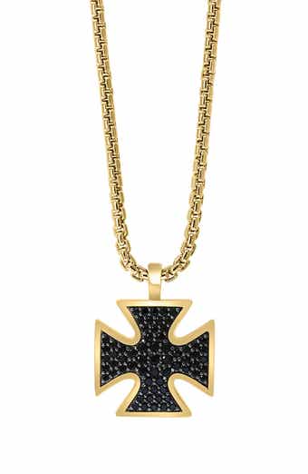 Men's Black Spinel Pendant Necklace