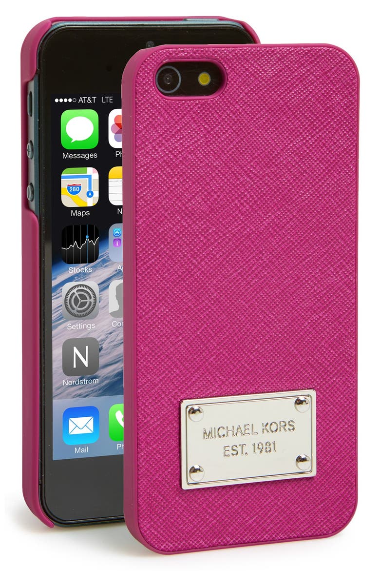 Saffiano Texture iPhone 5 Case, Main, color, PINK