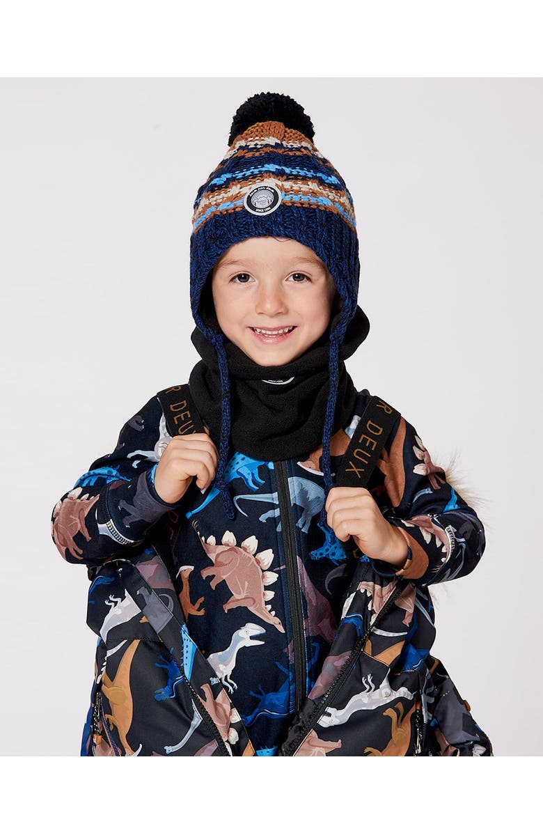 Deux par Deux Lined Peruvian Knit Winter Hat with Pompom, Main, color, Taupe And Navy