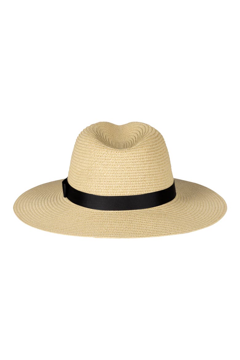 Classic Packable Fedora Hat, Alternate, color, NATURAL/ BLACK