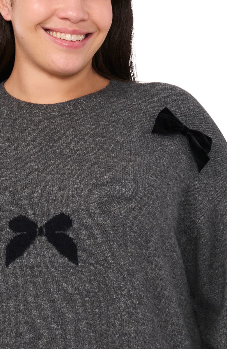 CeCe 3D Bow Creneck Sweater, Alternate, color, Med Htr Grey