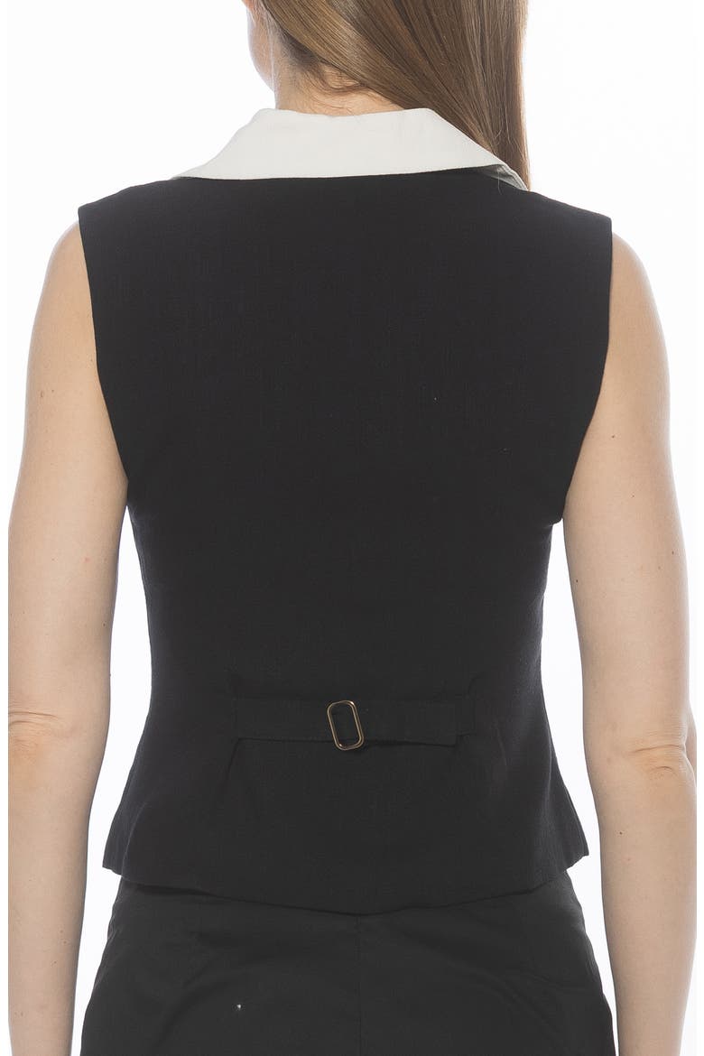 Luisa Cotton & Linen Vest, Alternate, color, BLACK IVORY