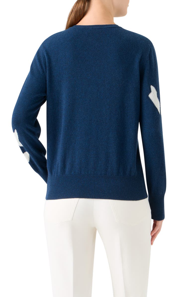 Akris Whitecaps Intarsia Knit Cashmere & Cotton Blend Sweater, Alternate, color, Denim-Ecru