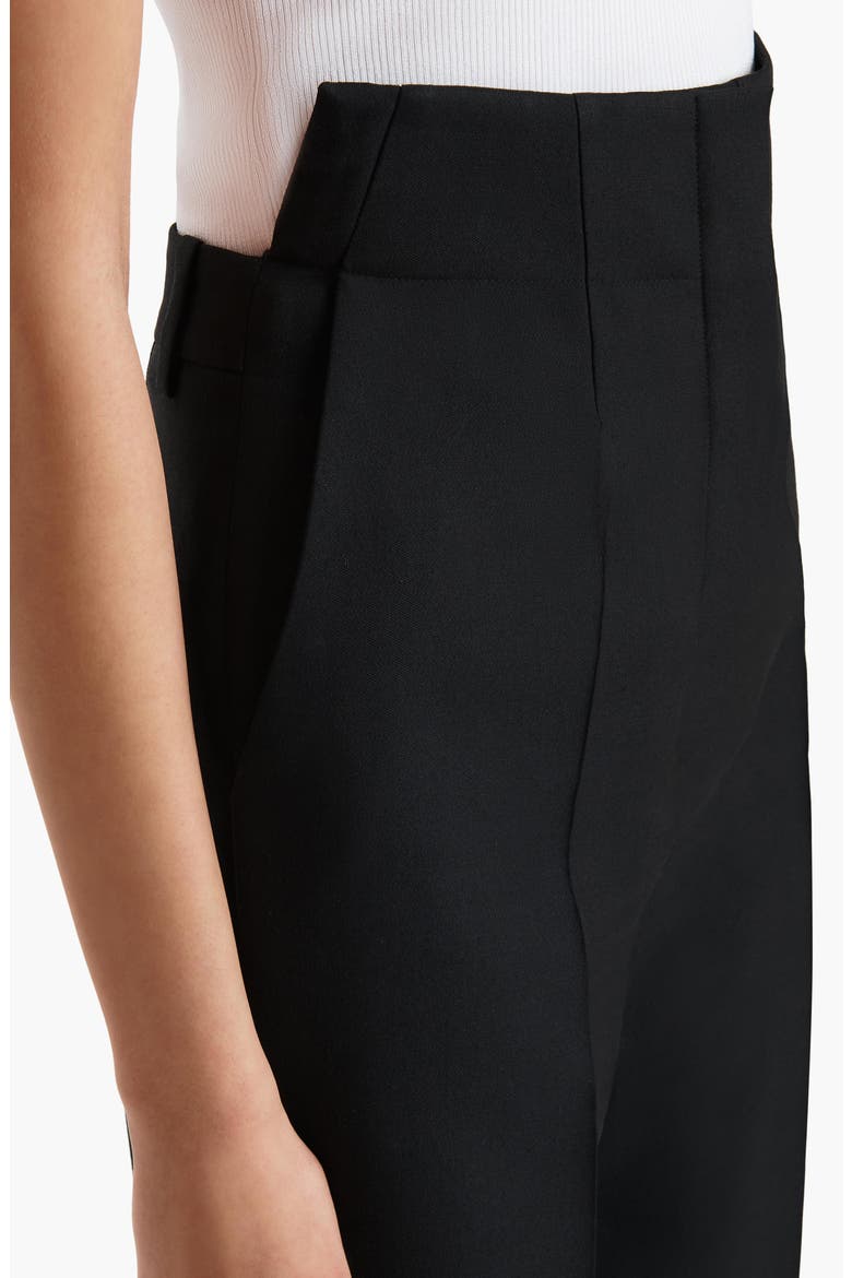 Rae Bonded Crepe Step Hem Cigarette Crop Pants, Alternate, color, BLACK