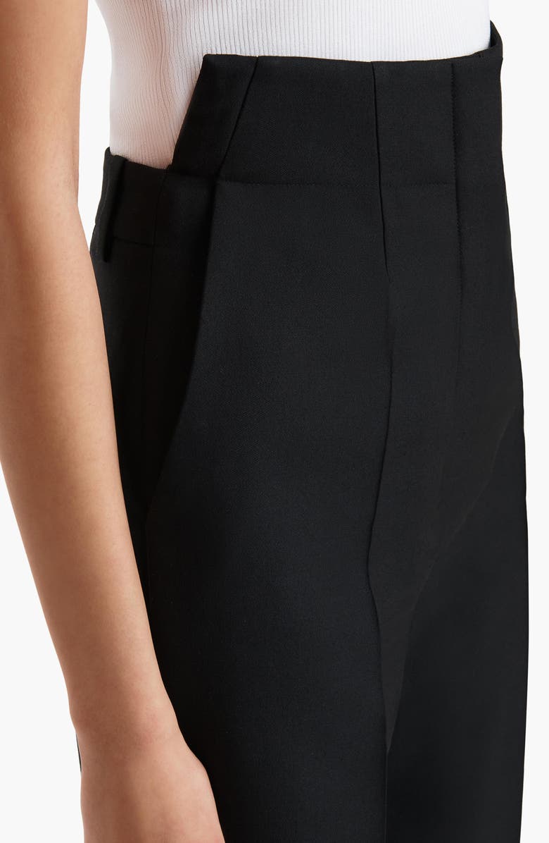Khaite Rae Bonded Crepe Step Hem Cigarette Crop Pants, Alternate, color, Black