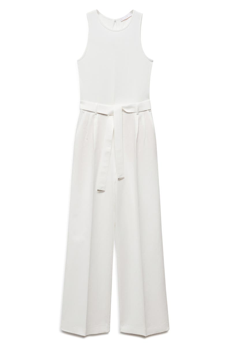 MANGO Sleeveless Belted Jumpsuit, Main, color, 