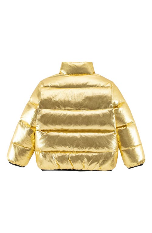 Calonie Kids' Finley Waterproof Metallic Down Puffer Jacket In Gold