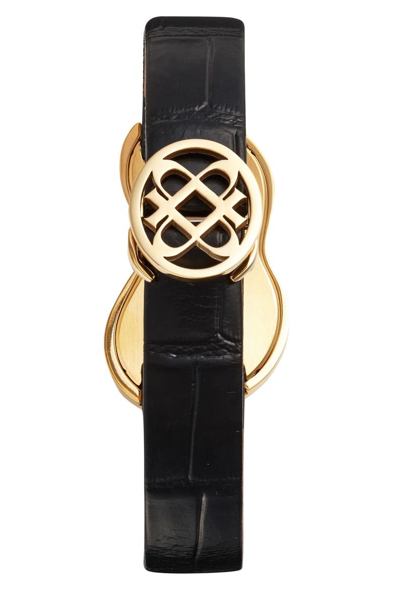 Möbius Lab Grown Diamond Leather Strap Watch, 28 mm x 45 mm, Alternate, color, GOLDEN DRIFT