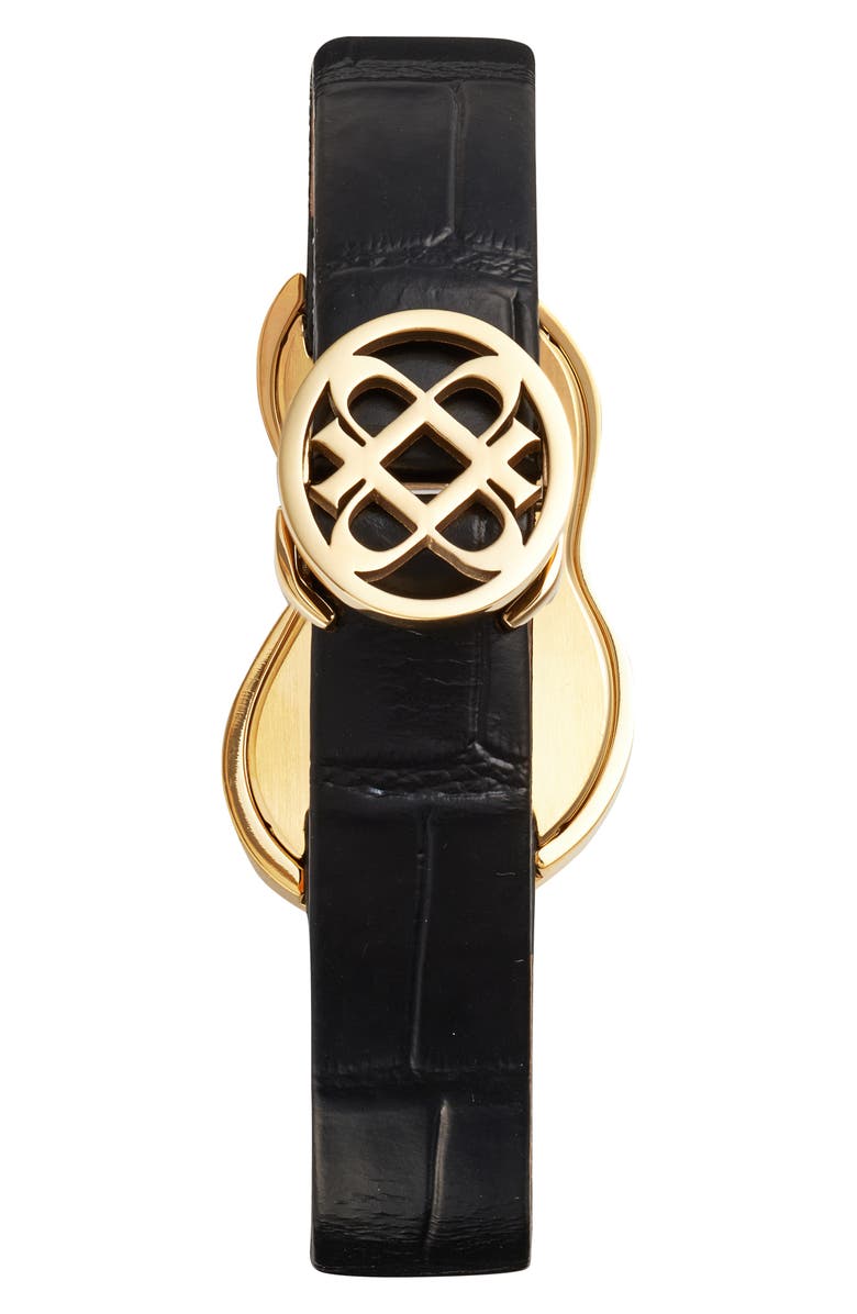 PASCAL Möbius Lab Grown Diamond Leather Strap Watch, 28 mm x 45 mm, Alternate, color, Golden Drift