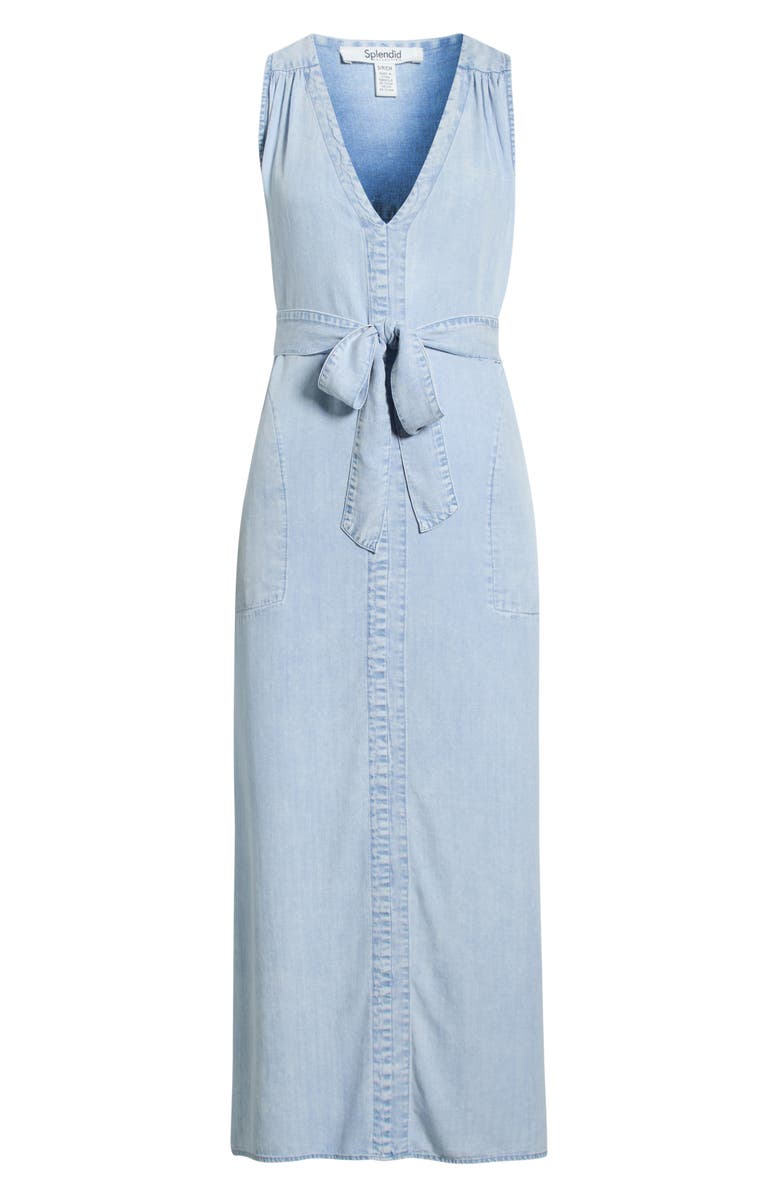 Splendid Landon Sleeveless Denim Dress, Alternate, color, Bleached Indigo Blue