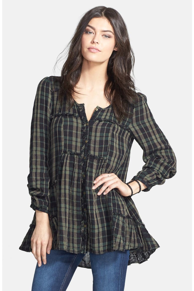 'Whistle While You Work' Cotton Blouse, Main, color, OLIVE COMBO