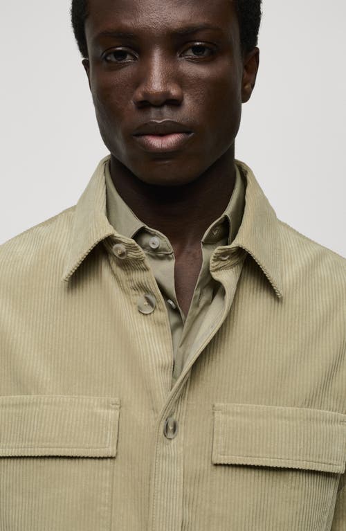 Mango Regular Fit Corduroy Overshirt In Pastel Green