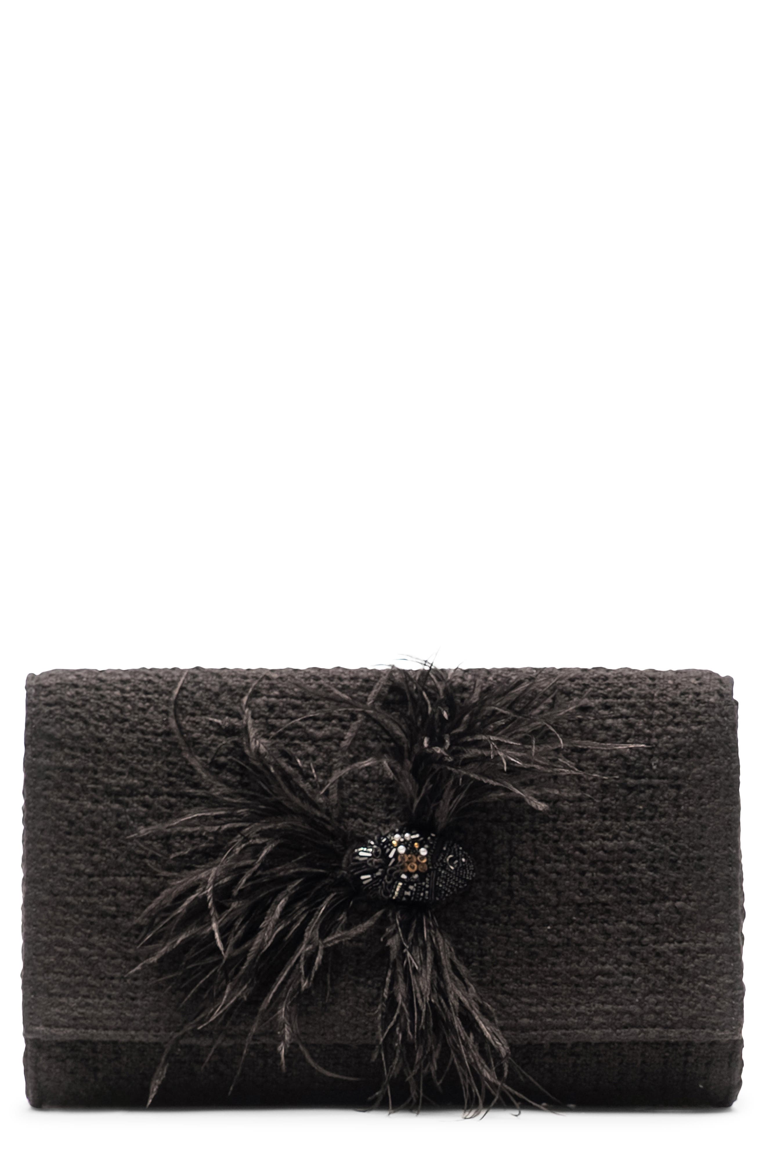 Frances Valentine Betta Boucle Clutch, Main, color, Black