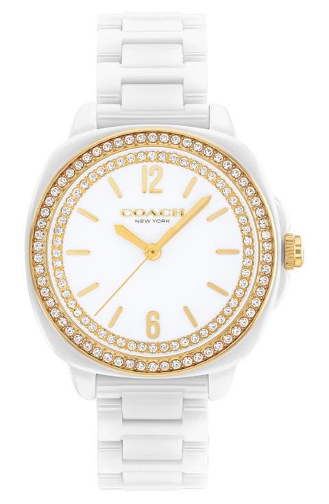 Kitt Crystal Ceramic Bracelet Watch, 34mm